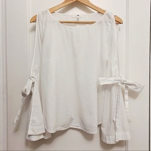 White Bell Sleeve Shirt with Ties